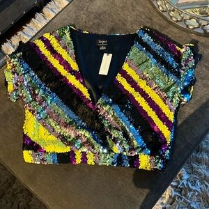 anthropology new with tags ruffle sequence top.